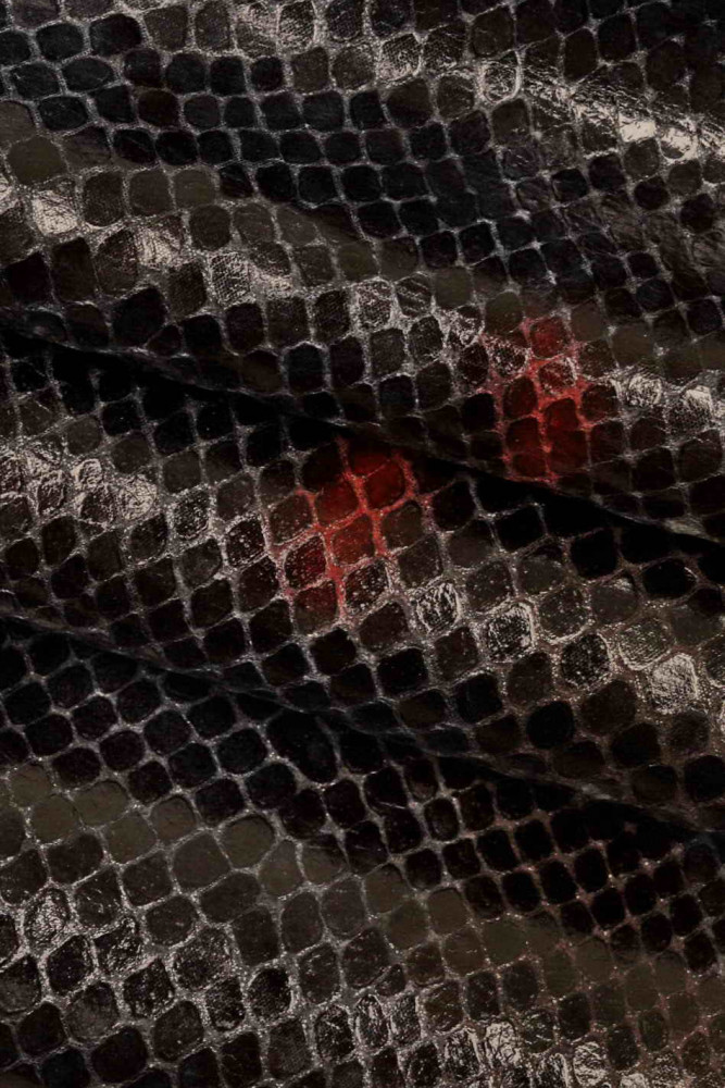 Blue red PYTHON printed leather skin,...