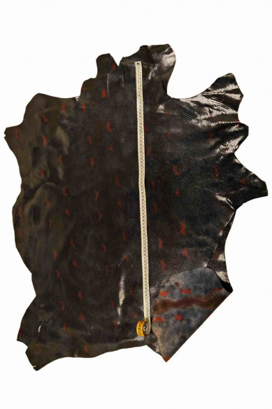 Blue red PYTHON printed leather skin, snake textured glossy skin, goatskin with reptile scales