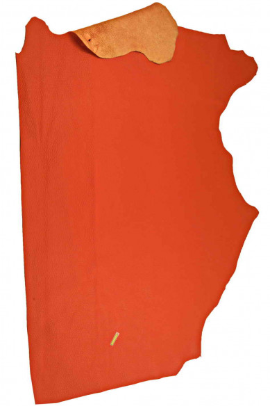 Red PEBBLE grain leather hide, coral printed cowhide, big DOLLAR print, sporty soft calfskin  1.6 - 1.8 mm