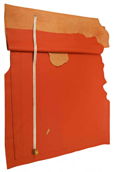 Red PEBBLE grain leather hide, coral printed cowhide, big DOLLAR print, sporty soft calfskin  1.6 - 1.8 mm