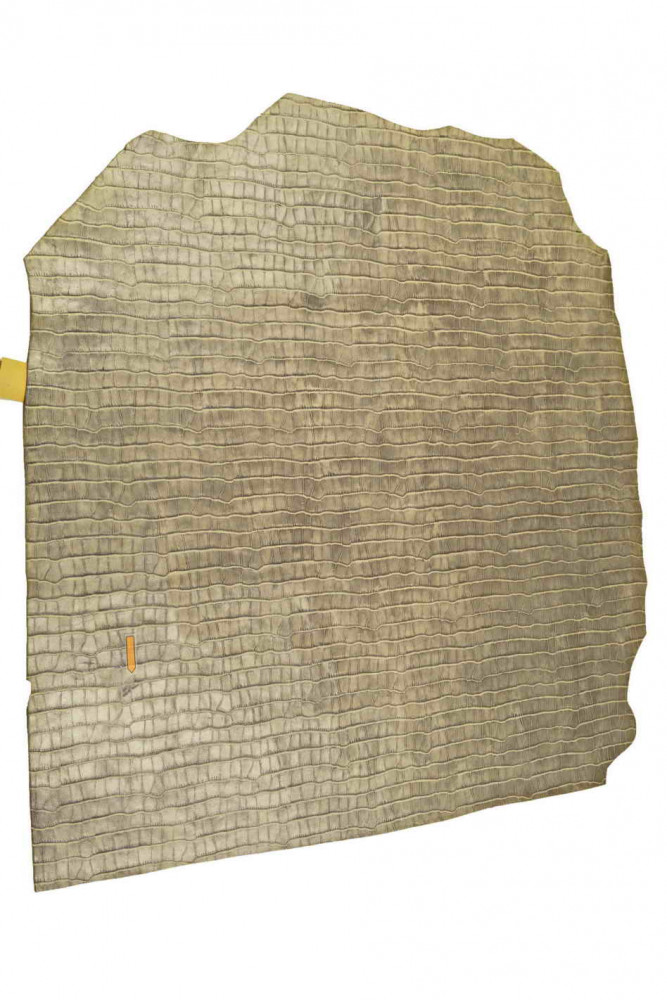Grey CROCODILE embossed leather hide,...