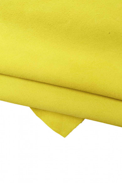 Lotto di 3 pelli color VERDE e giallo di camoscio, set di pellami di capra scamosciati morbidi in abbinamento come da foto