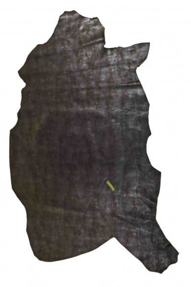 Black SHEEPSKIN with blue pearl, glossy pearlized leather skin, soft elegant nappa hide