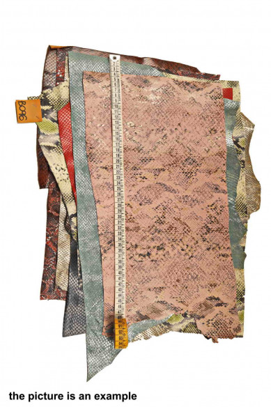 Mix leather scraps -PYTHON and SNAKE textured- fancy textures, colors and softness various, 10 italian leather pieces for craft