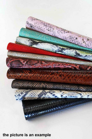 Mix leather scraps -PYTHON and SNAKE textured- fancy textures, colors, softness various,italian leather pieces  1 lbs-2 lbs
