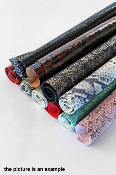 Mix leather scraps -PYTHON and SNAKE textured- fancy textures, colors, softness various,italian leather pieces  1 lbs-2 lbs