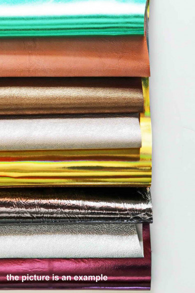 METALLIC remnants lot - big size scraps - solid colors, smooth or wrinkled effect, italian leather for crafts