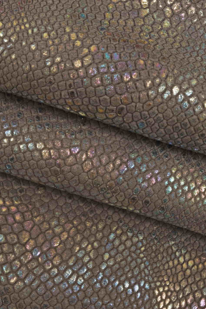 HOLOGRAPHIC python printed leather...