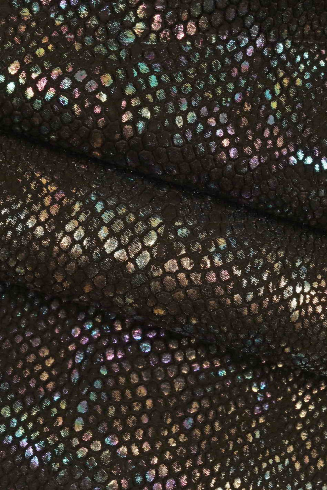 HOLOGRAPHIC python printed leather...