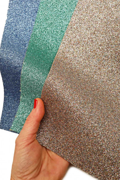 Selected leather pieces, GLITTER SPARKLES bright colors, selection of leather remnants as per pictures  12x12" / 10x8"