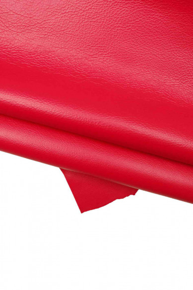 FUCHSIA glossy leather hide, dark pink milled cowhide with light pebble grain, sporty soft calfskin, 1.5 - 1.6 mm