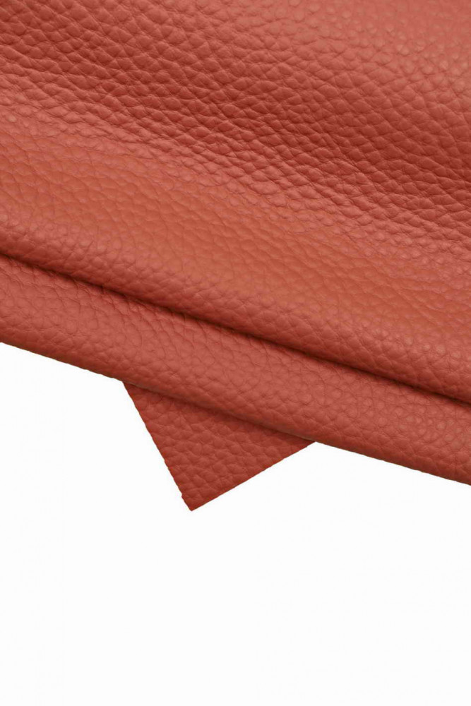 Pebble GRAIN antique pink leather hide, solid color dollar print calfskin, soft sporty cowhide, 1.4 - 1.6 mm