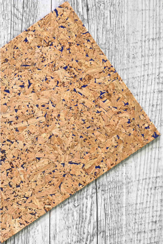 CORK LEATHER -  abstract color blue -...