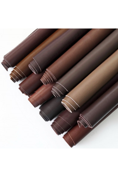 Scampoli di pelle di vitello liscio tinta unita tono MARRONE, ritagli assortimento casuale, rifinizioni varie, 1.0-1.2 mm  1 kg