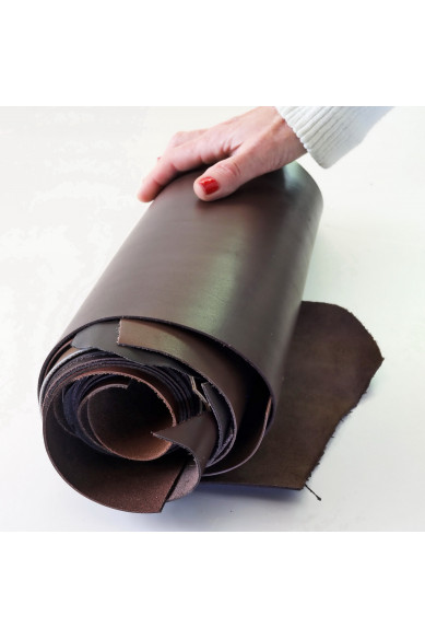 Leather calf PIECES, solid colors random assortment, BROWN tone remnants,  thickness  1.0-1.2mm (3-4oz)  1 kg (2 lbs) - 2 kg (4