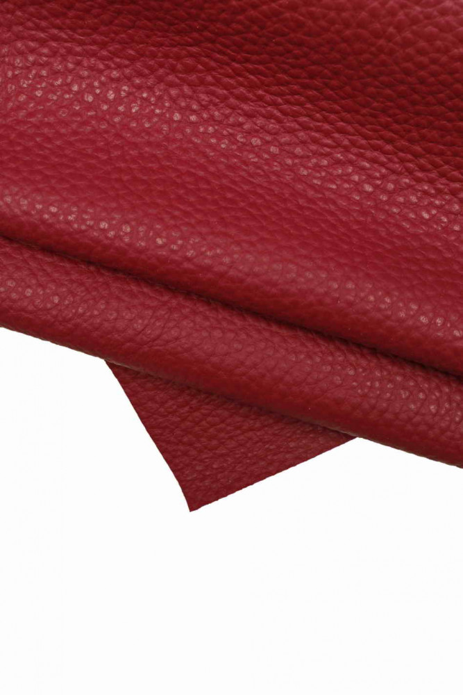 Pebble GRAIN purple plum leather hide, solid color dollar print calfskin, soft sporty cowhide, 1.5 - 1.7 mm