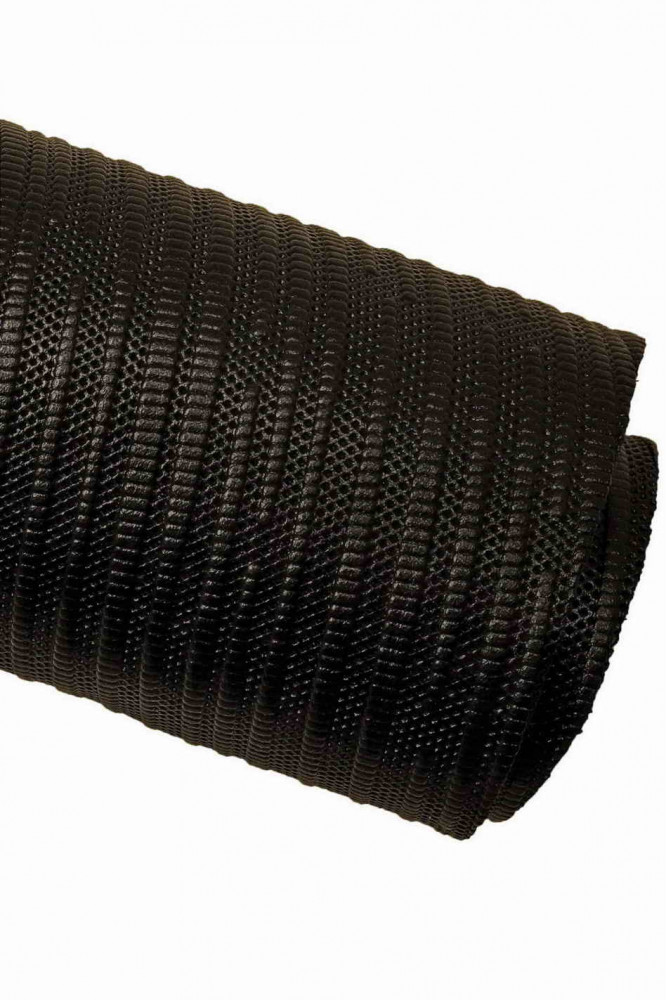 Black 3D print leather hide, semi...