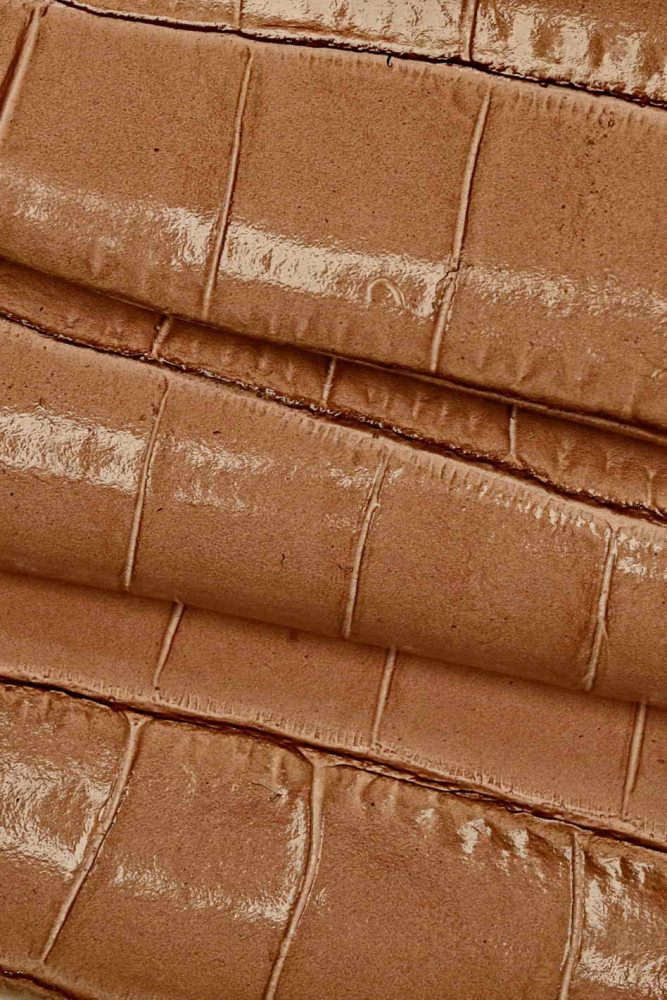 Pelle stampa COCCODRILLO rosa taupe,...