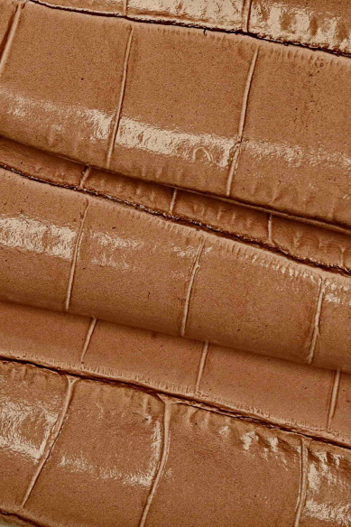 Pelle stampa COCCODRILLO rosa taupe, vitello lucido rigido, pellame stampato cocco classico