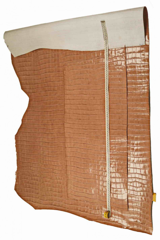 Pelle stampa COCCODRILLO rosa taupe,...
