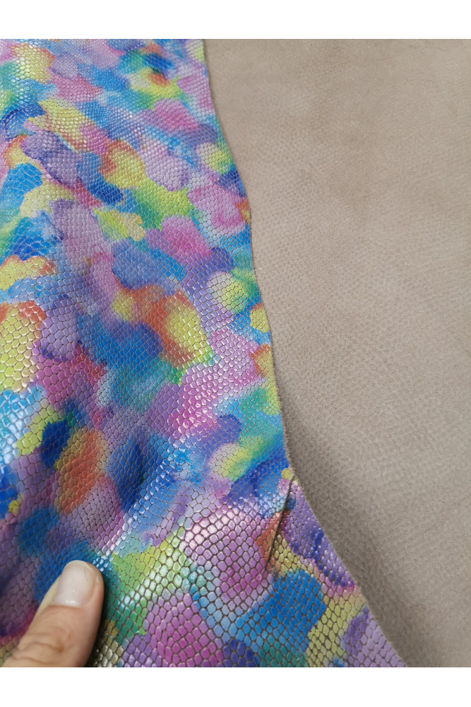 MULTICOLOR python printed leather...