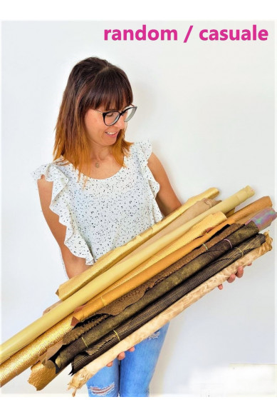 Full Leather skins GOLD, CREAM and BRONZE Random Assortment, mix of patterns and solid colors, Crafting Leather Bundles  3 skins