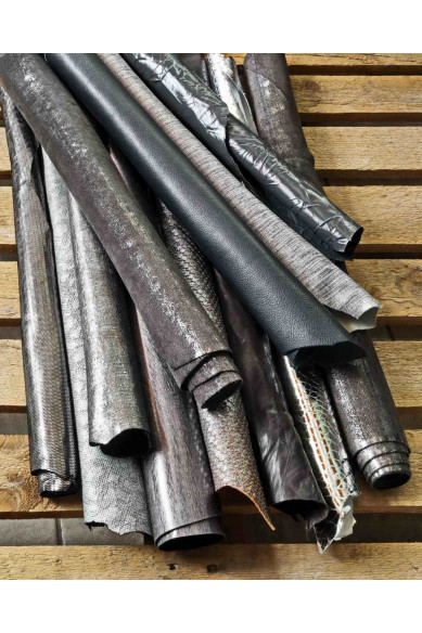 Pelli intere, ARGENTO, GRIGIO e ACCIAIO, assortimento casuale, mix di fantasie, stampe e tinta unita 3 pelli / 6 pelli