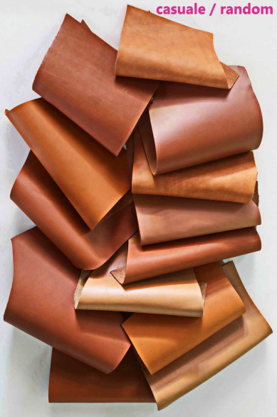 SMOOTH calf SCRAPS bag, solid color various tones of natural brown, finishings various from 1.0 to 1.8 mm(3-4 oz)  1 lbs - 2lbs