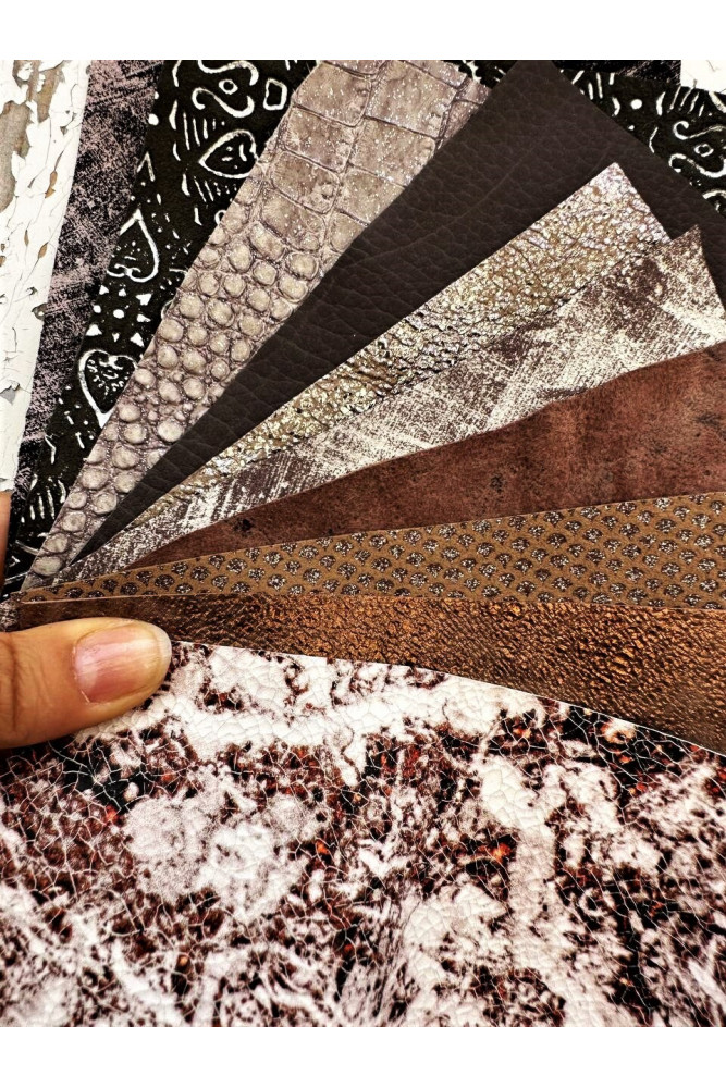 10 Ritagli di pellami unici LAMINATI...