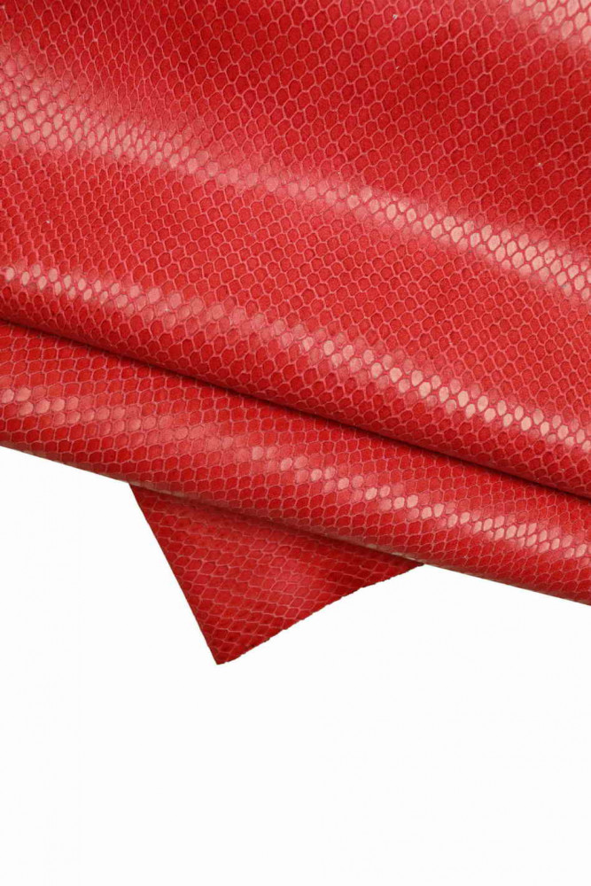 RED PYTHON printed leather hide,...