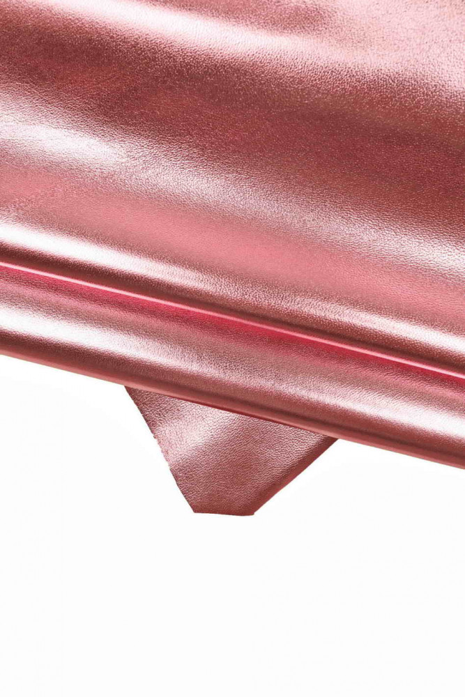 Pink METALLIC leather skin, smooth bright nappa goatskin