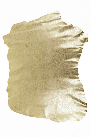 PELLAME laminato platino stampato PITONE, capra metallizzata con disegno serpente, pelle morbida luminosa con stampa animalier
