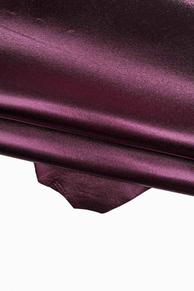 Purple METALLIC leather skin, smooth shiny sheepskin, flat metallic lambskin