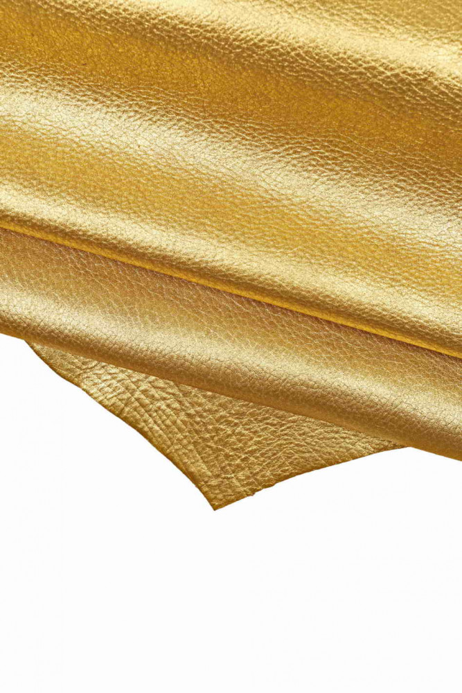Gold METALLIC sheepskin, pebble grain golden lambskin bright soft skin
