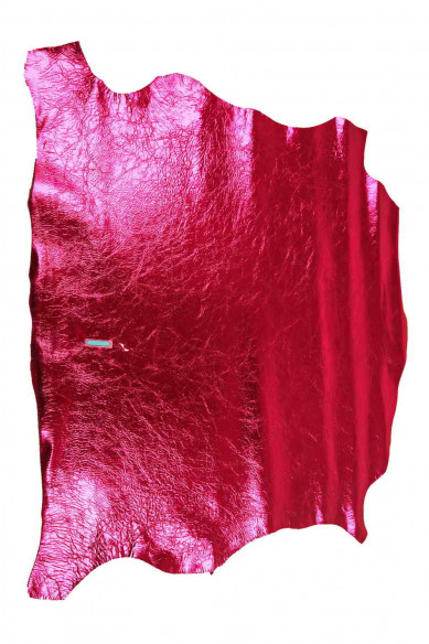 Pelle laminata ROSSO vino, pellame di agnello metallizzato effetto stropicciato morbideza media