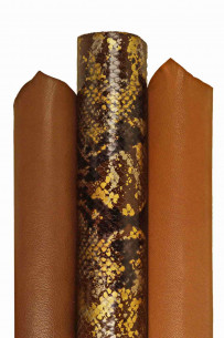 3 BROWN goatskins, boundle...