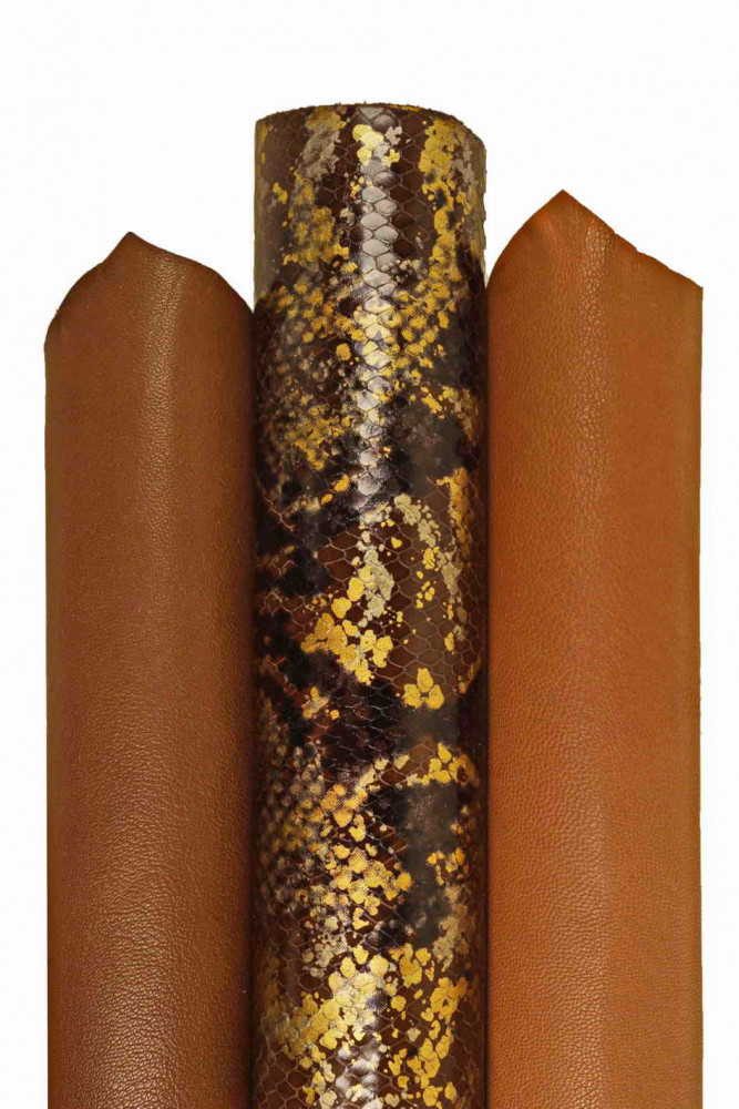 3 BROWN goatskins, boundle of 2 solid...