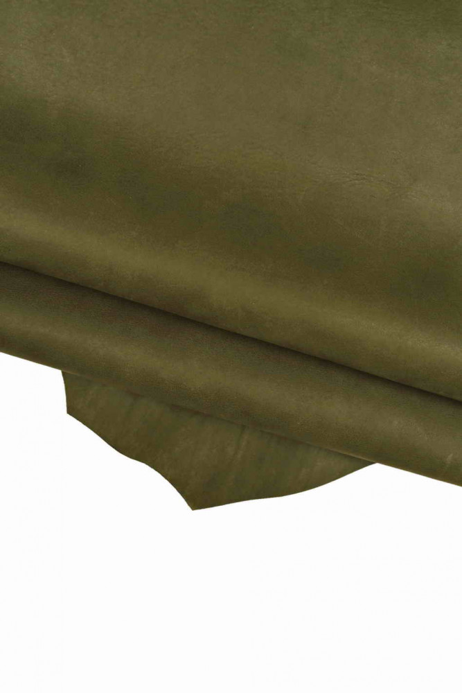 Dark green SPORTY vintage leather hide, snuffed pull up effect cowhide, soft waxy calfskin