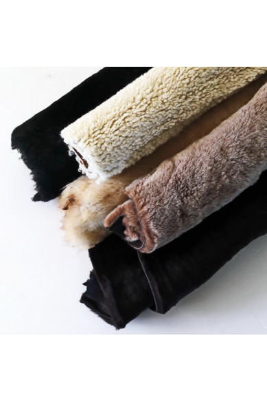 SHEARLING FUR pieces, random assortment, colors various, sheepskin remnants   5 pieces