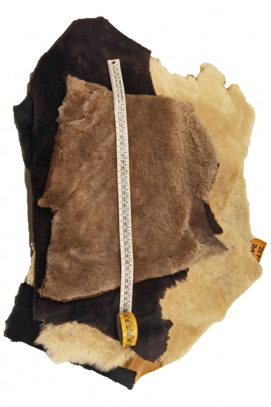 SHEARLING FUR pieces, random assortment, colors various, sheepskin remnants   5 pieces