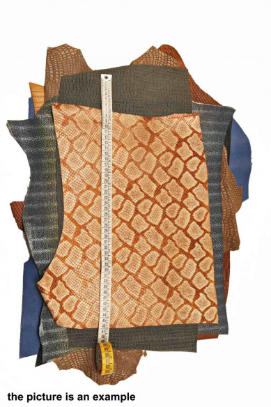 Mix leather scraps -PYTHON, CROC, TEJUS textured- fancy textures, colors and softness various, 10 italian leather pcs for craft