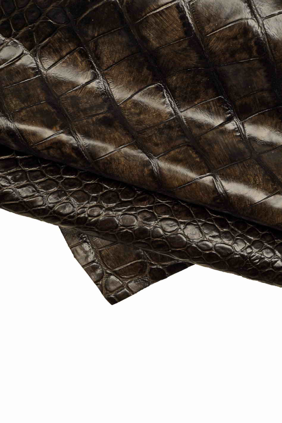 Dark GREY crocodile embossed leather hide, vintage effect, animal print