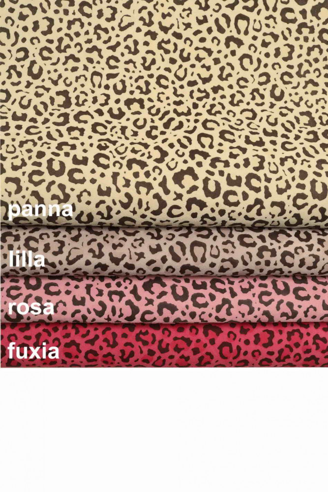 LEOPARD textured leather skin, cream, lilac, pink, fuchsia animal print suede goatskin, cheetah print soft suede skin