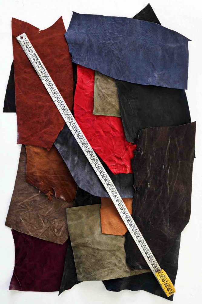 Leather scraps bag, WRINKLED WASHED,...