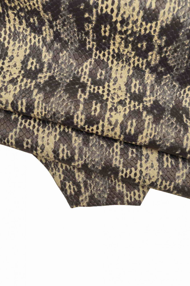 Python TEXTURED leather skin, reptile pattern on soft goatskin, snake printed matt rubbery hide