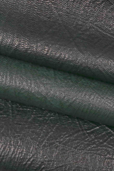 Pellame VINTAGE verde scuro, rosso, capra sportiva stampata, pelle morbida con stampa rugata