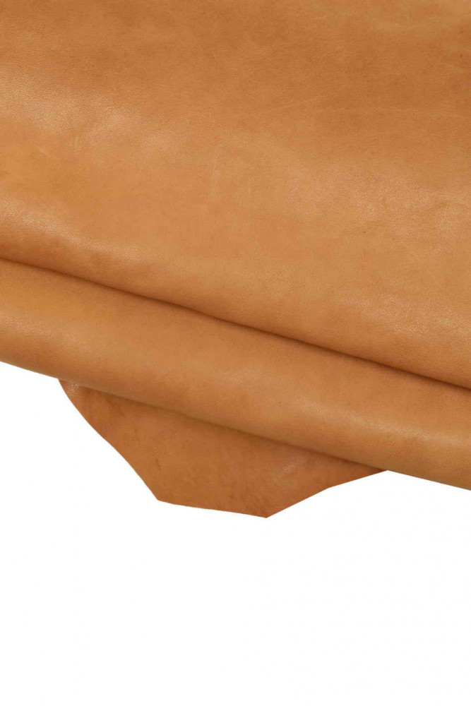 Sporty TAN leather skin, soft semi glossy nappa sheepskin, light brown vintage lambskin with shades