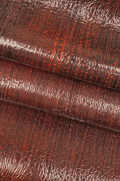 Pellame LUCIDO rosso nero, vitello sportivo con chiaro scuri, pelle rossa e nera vintage morbida