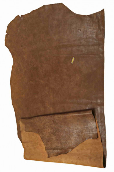 Brown VEGETABLE tan leather hide, suede effect sporty cowhide, soft thick calfskin, 1.2-1.4 mm