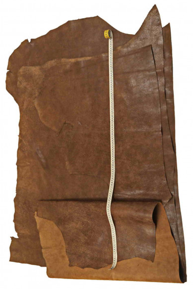 Brown VEGETABLE tan leather hide, suede effect sporty cowhide, soft thick calfskin, 1.2-1.4 mm
